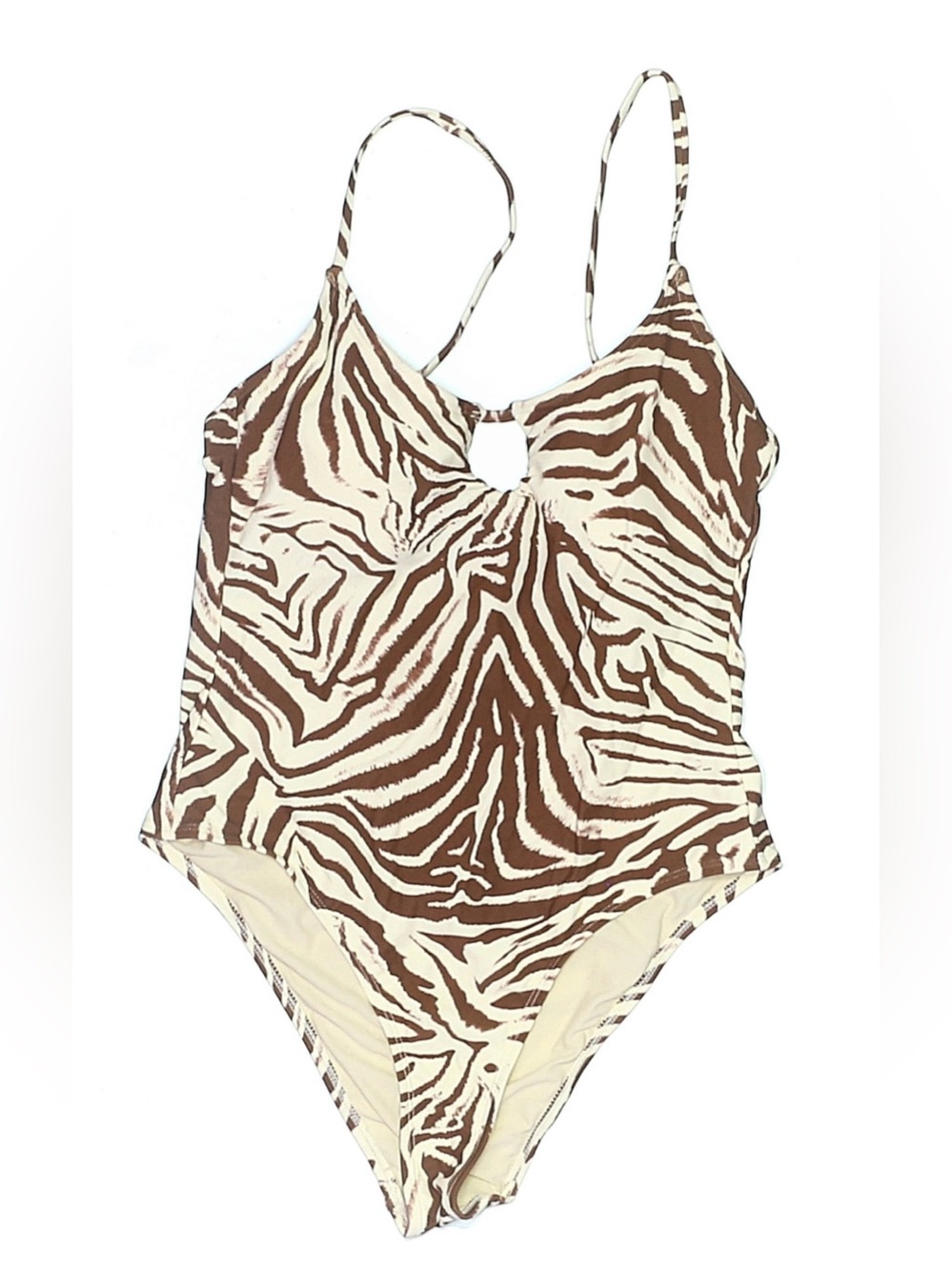 No boundaries Brown Zebra-Print One-Piece Swimsuit bathing suit
